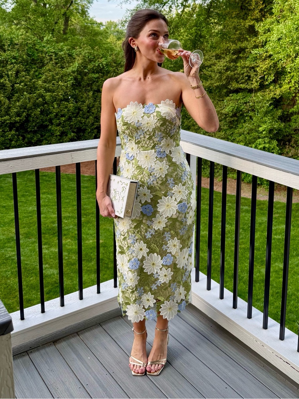 Dessy Collection Alice Floral Appliqué Strapless Cocktail Dress